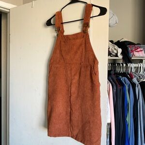 Rust Corduroy Overall Dress